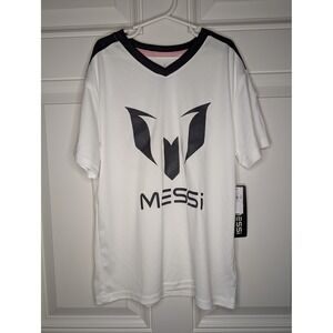 Messi Collection Youth Soccer Jersey White Black Pink Number 10 Large 10-12 NEW
